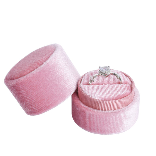 Pink Fashion Small Cylindrical Velvet Boxes