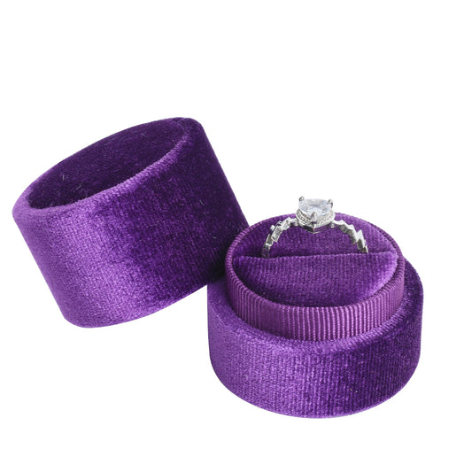 Purple Fashion Small Cylindrical Velvet Boxes