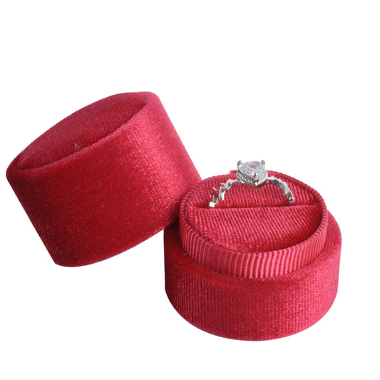 Red Large Fashion Small Cylindrical Velvet Boxes