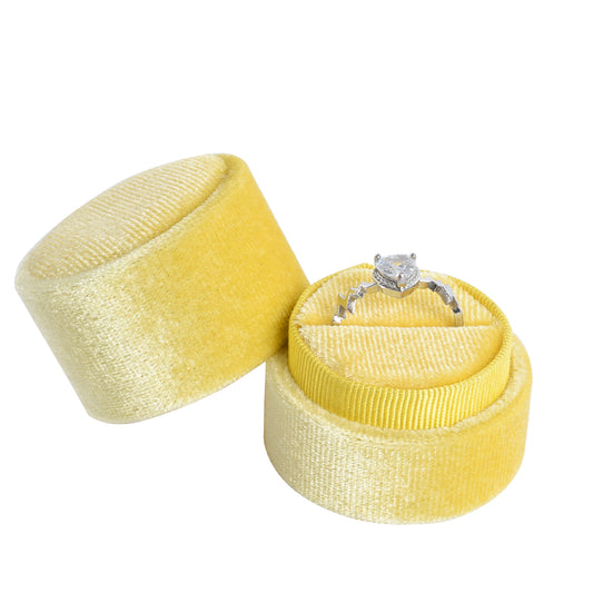 Yellow Fashion Small Cylindrical Velvet Boxes