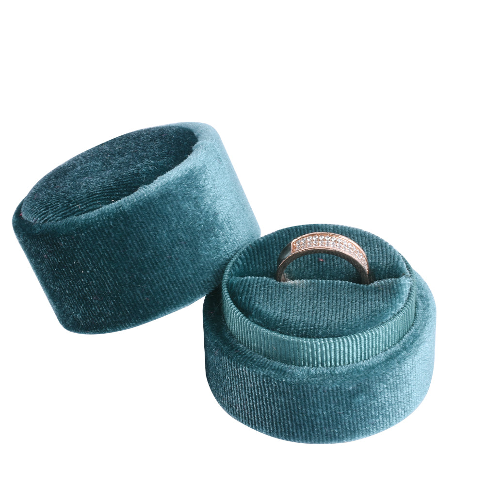 Cyan Small Fashion Cylindrical Velvet Boxes