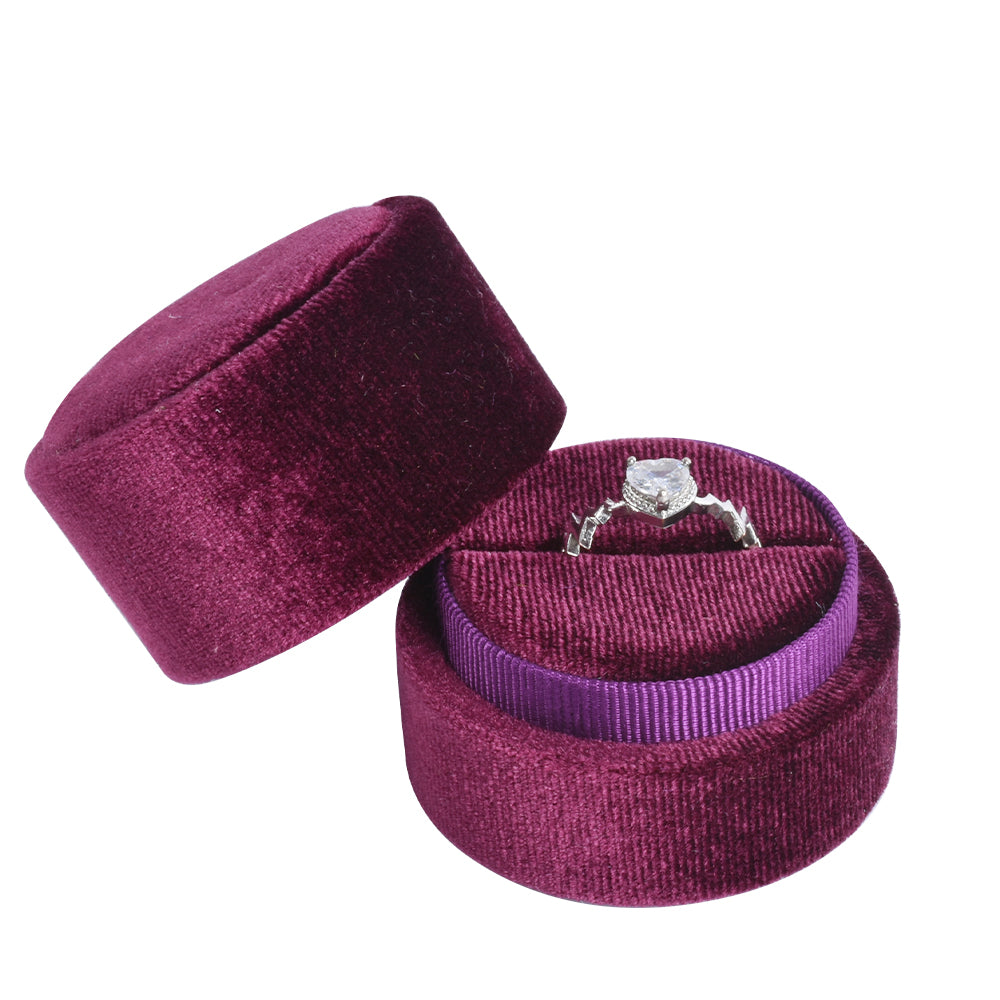 Tuscan Red Small Fashion Cylindrical Velvet Boxes