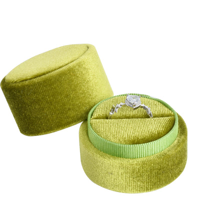 Green Small Fashion Cylindrical Velvet Boxes