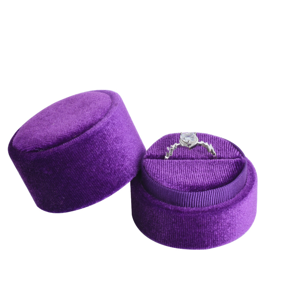 Purple Small Fashion Cylindrical Velvet Boxes