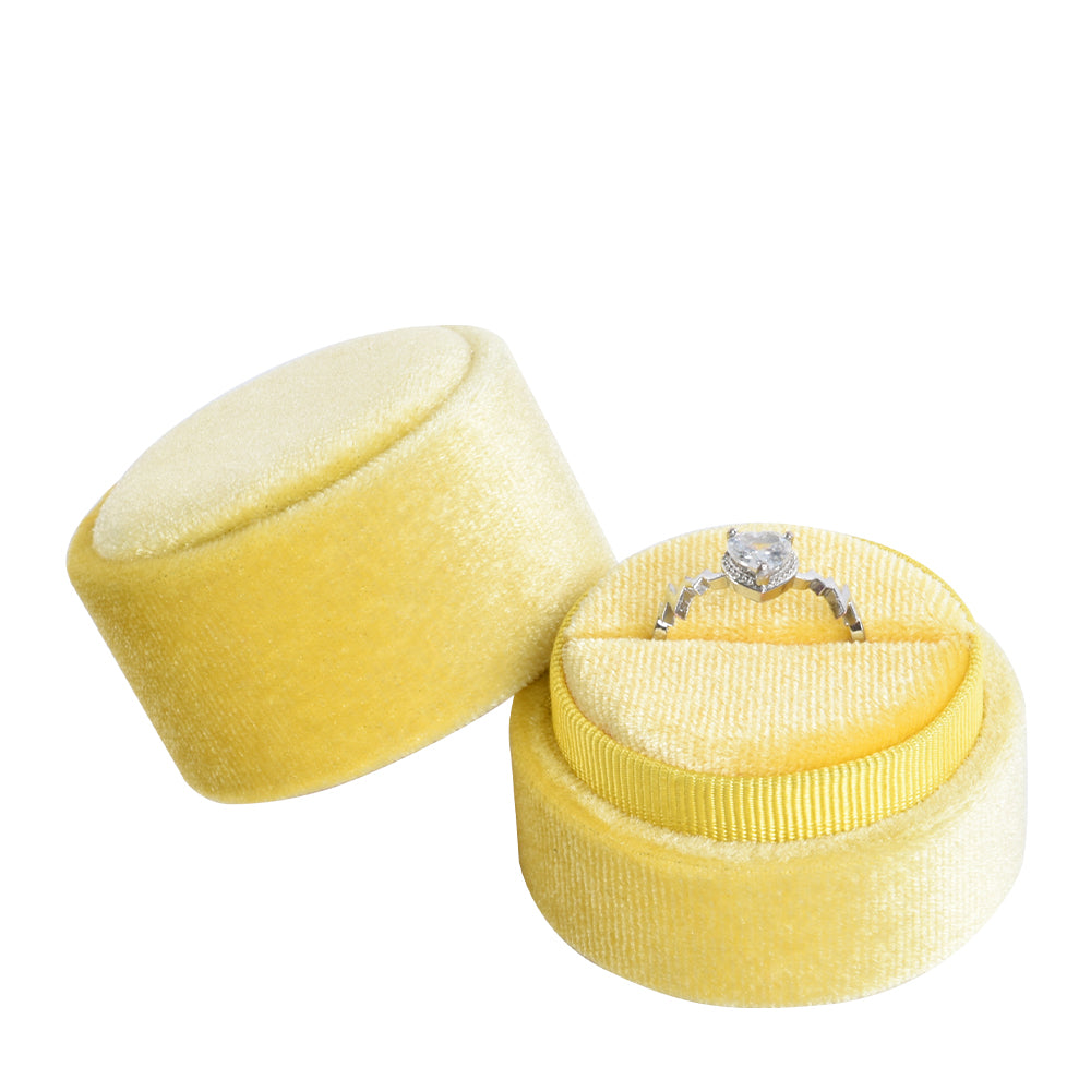 Yellow Small Fashion Cylindrical Velvet Boxes