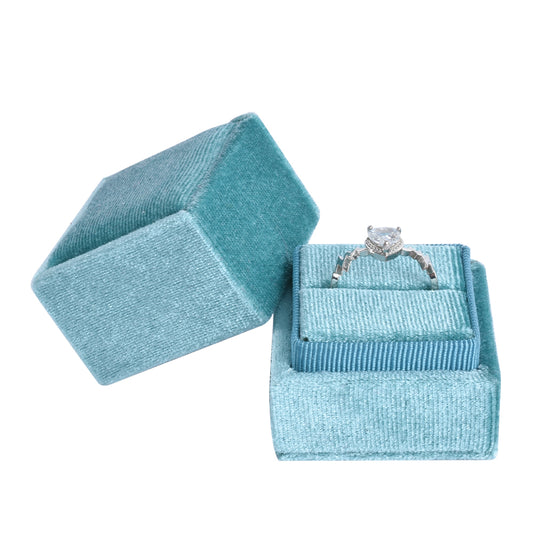 Light Blue Fashion Small Square Velvet Boxes