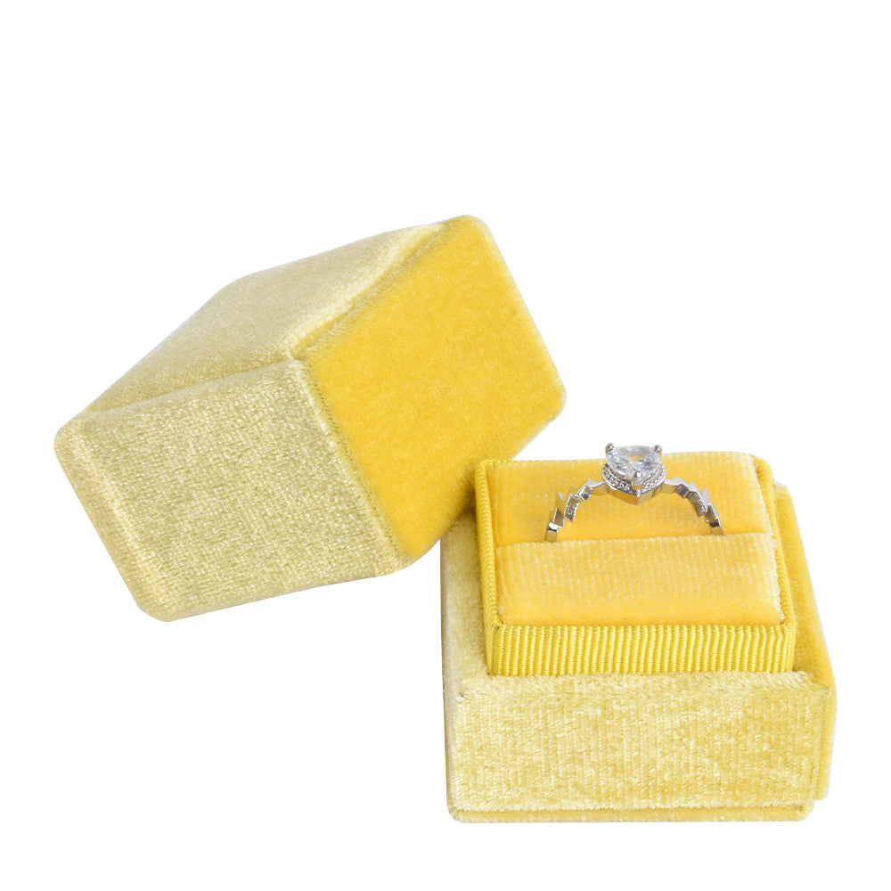 Yellow Fashion Small Square Velvet Boxes