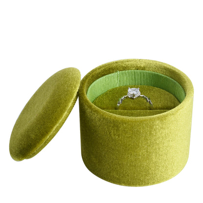 Green Large Cylindrical Velvet Boxes