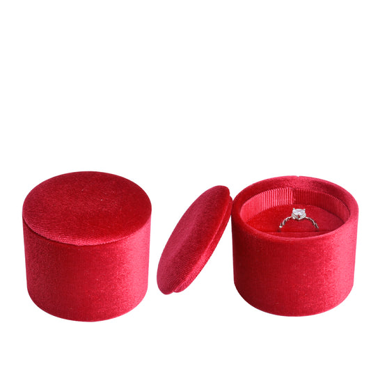 Red Large Cylindrical Velvet Boxes