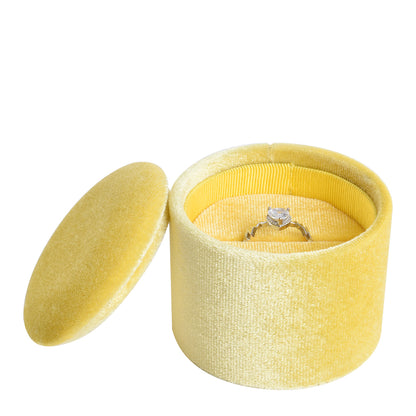 Yellow Large Cylindrical Velvet Boxes