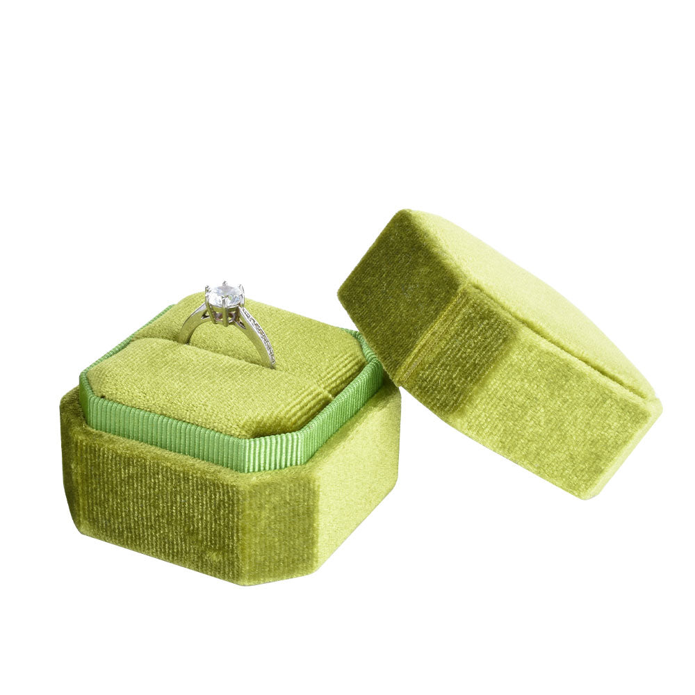 Octagonal Velvet-covered Ring box