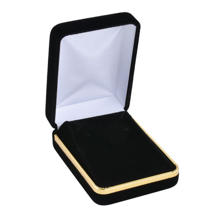 Black Velvet Pendant Earring Necklace Boxes With Gold Trim ，Price For 12PCS