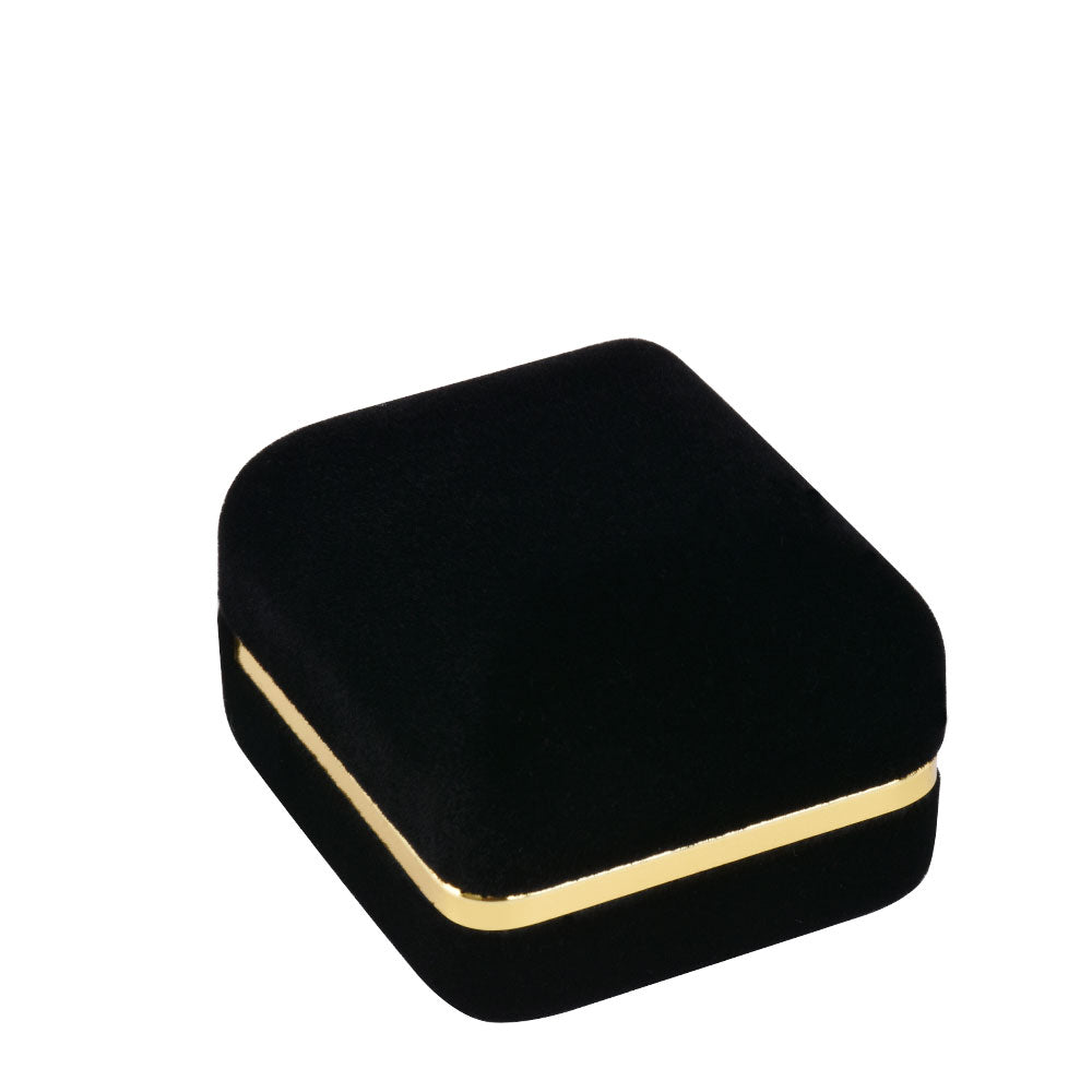 Black Velvet Ring Boxes With Gold Trim,Price For 12PCS