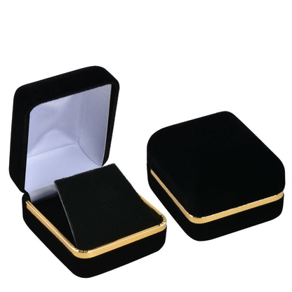 Black Velvet Earring Boxes With Gold Trim,Price For 12PCS