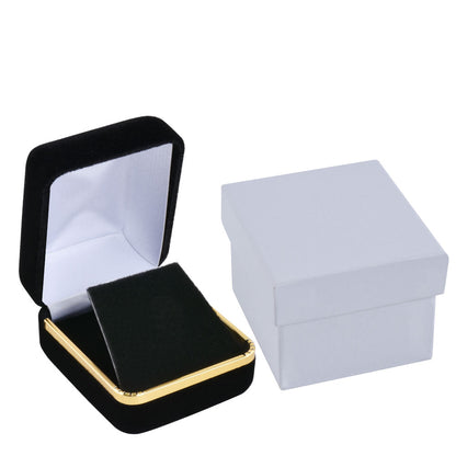 Black Velvet Earring Boxes With Gold Trim,Price For 12PCS