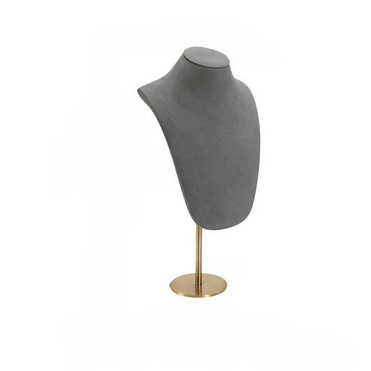 Velvet Necklace Bust Display Stand - Adjustable Mannequin for Jewelry Showcase