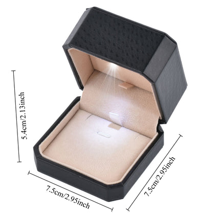 Black LED Jewelry Box, Square Ring Box With Light，Price For 12 PCS