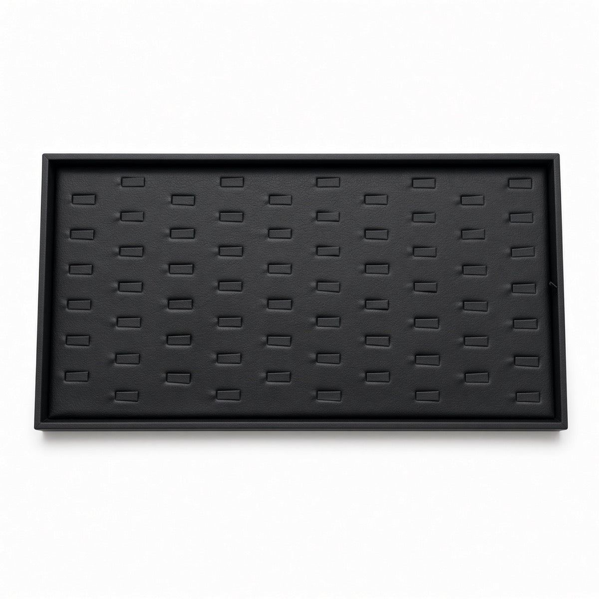 Black 56-slot ring display tray front view
