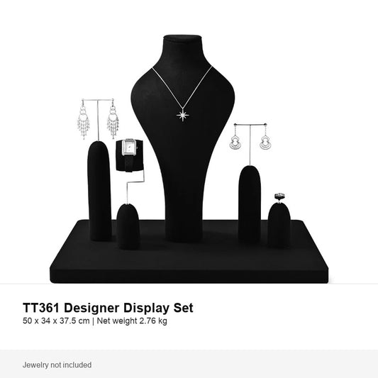Black Microfiber Jewelry Display Stand Set
