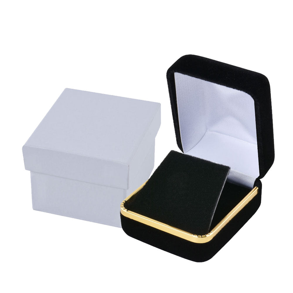 Black Velvet Earring Boxes with Gold Trim, product view 2