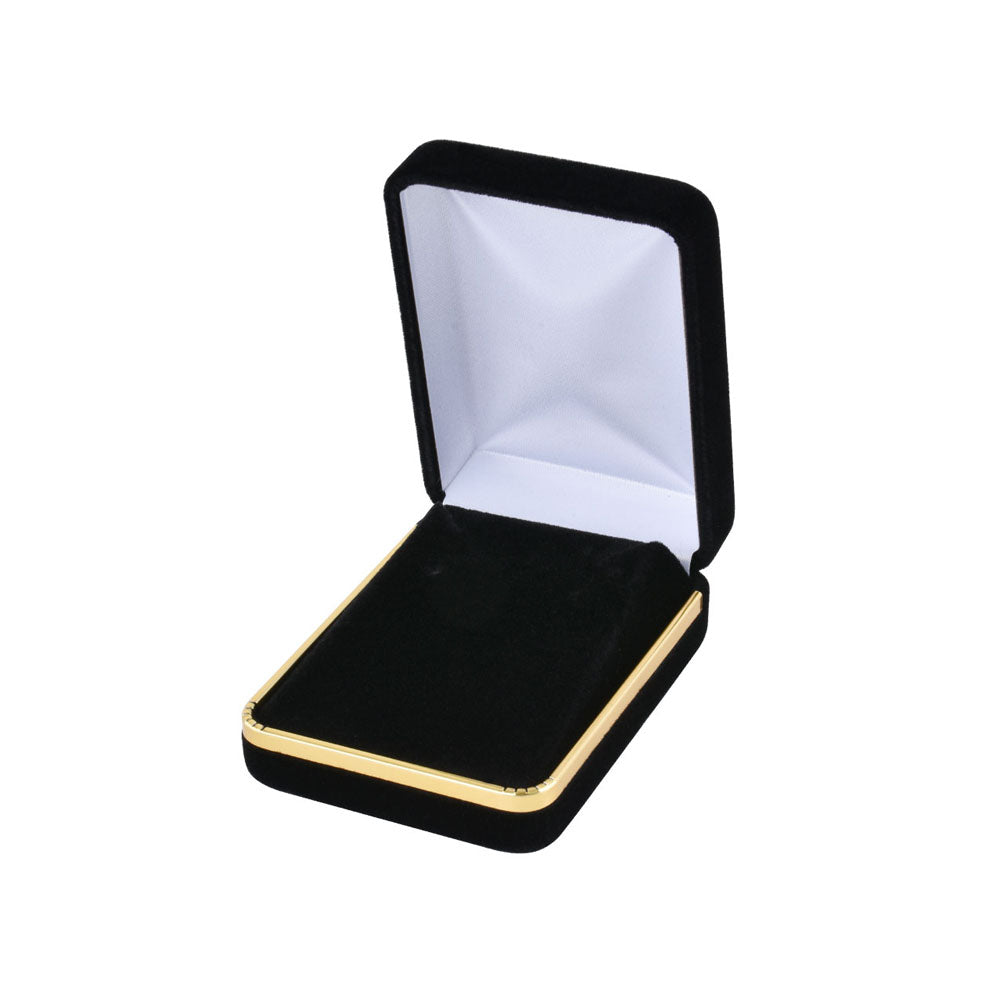 Black Velvet Pendant and Earring Boxes with Gold Trim, product view 2