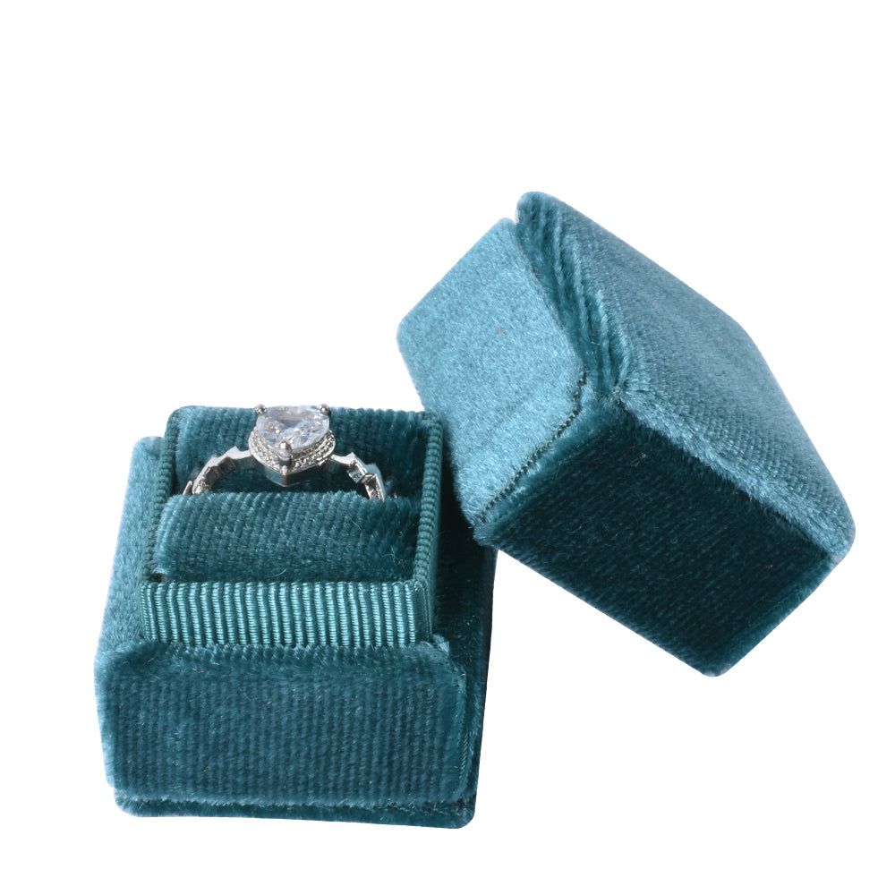 Blue Mini Square Velvet Ring Box, product view 2