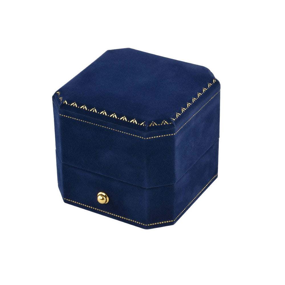 Blue Octagonal Velvet Ring Boxes, product view 2