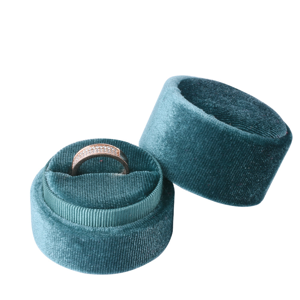 Blue Round Velvet Ring Box, product view 2