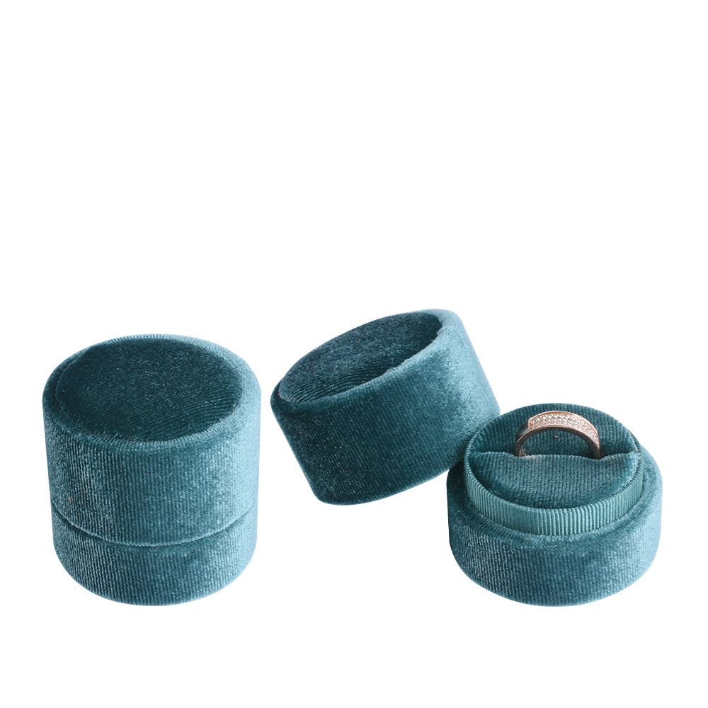 Blue Round Velvet Ring Box, product view 1