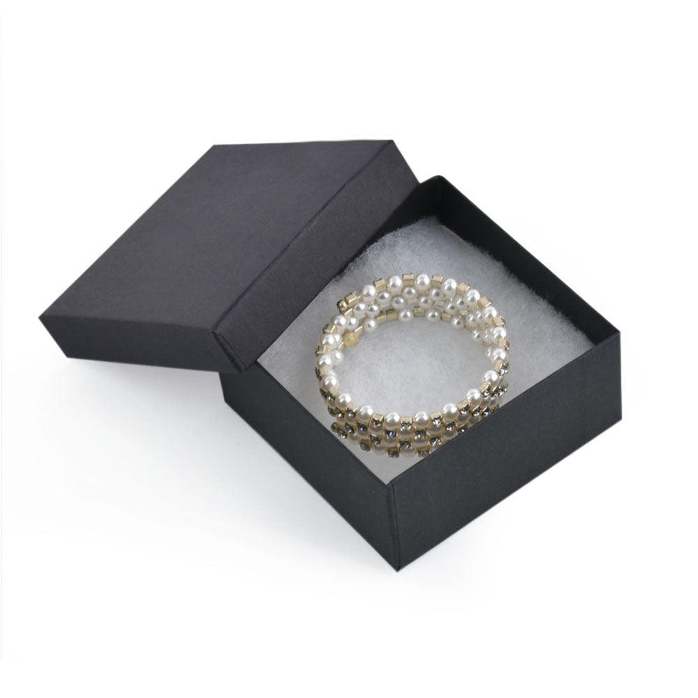 bracelet box - 100pcs Black Cotton Cardboard Boxes Box Bracelet BX2734BK front view