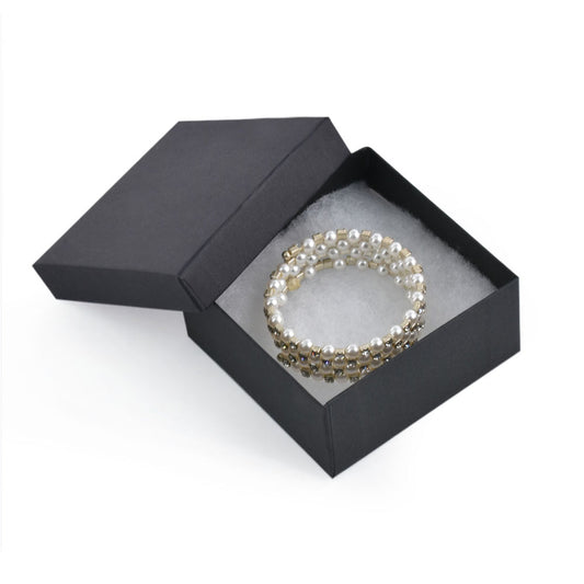 bracelet box - 100pcs Black Cotton Cardboard Boxes Box Bracelet BX2734BK front view