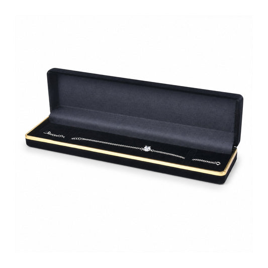 bracelet box - Black Flocked Bracelet Boxes with Gold Trim - 12 Pack F02-BR-BK BK front view