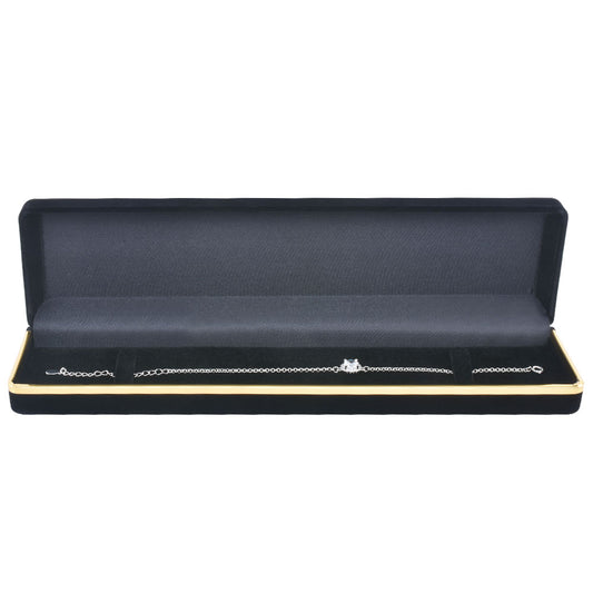 bracelet box - Black Flocked Bracelet Boxes with Gold Trim - 12 Pack F02-BR-BK BK open view