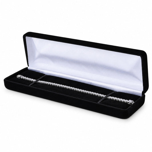 bracelet box - Black Velvet Bracelet Boxes - 6 Pack YB5-BK front view