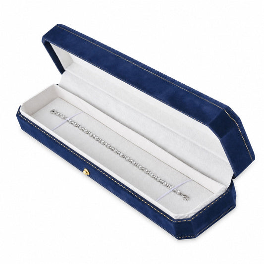 bracelet box - Blue Octagonal Velvet Bracelet Boxes - 12 Pack V17-B1 B W-12Pcs front view