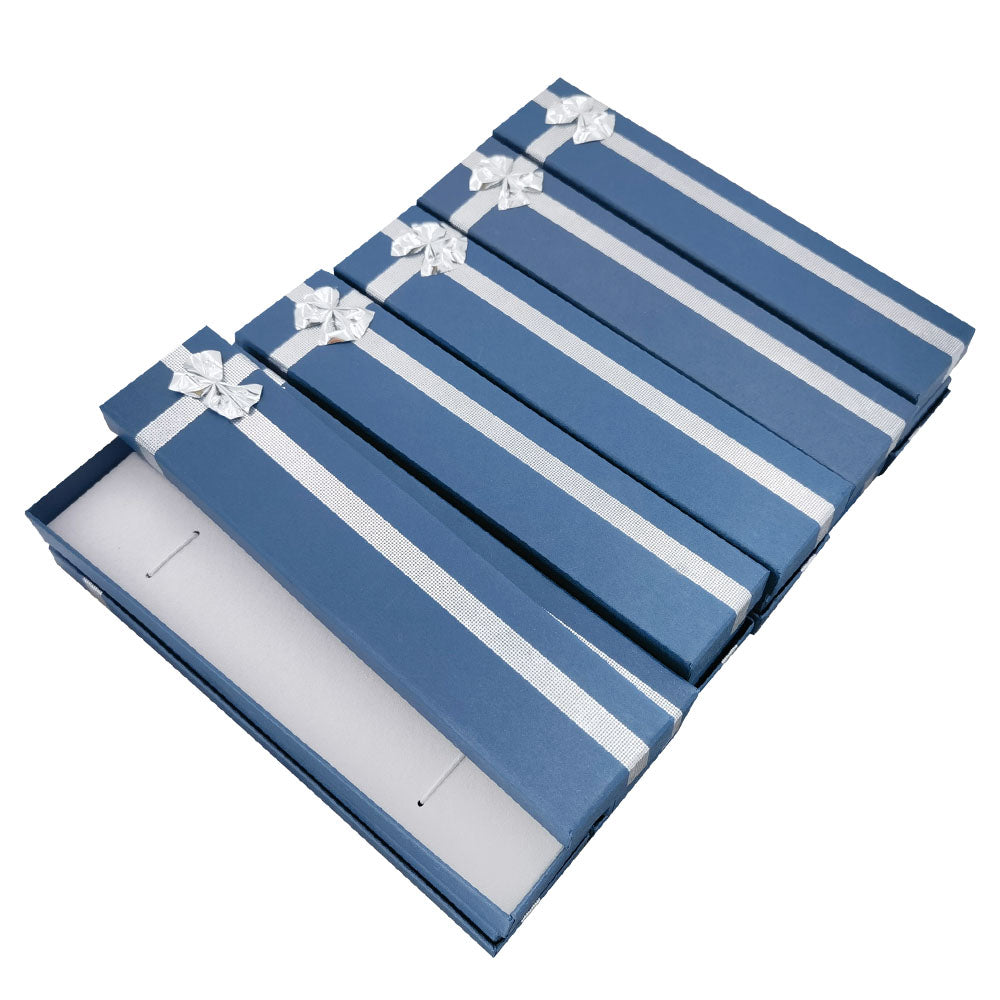 bracelet box - 12-Piece Navy Blue Ribbon Paper Bracelet Gift Boxes B0982-B side view