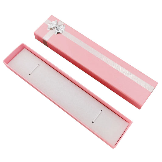 bracelet box - 12-Piece Pink Ribbon Paper Bracelet Gift Boxes B0982-P front view
