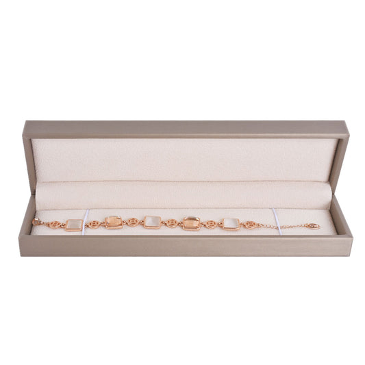 bracelet box - 6pcs Champagne PU Bracelet Boxes Display P06BR-C BE front view