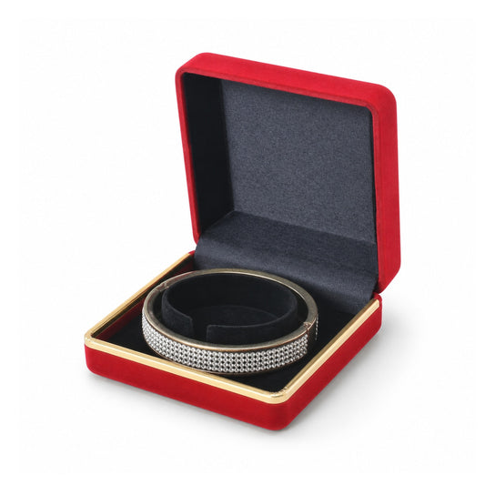 bracelet box - Red Flocked Bangle Boxes with Gold Trim - 12 Pack F02-BA-R BK front view