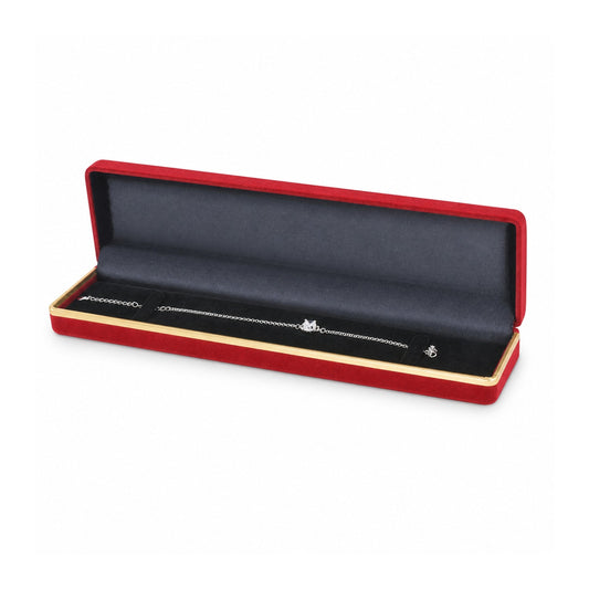 bracelet box - Red Flocked Bracelet Boxes with Gold Trim - 12 Pack F02-BR-R BK front view
