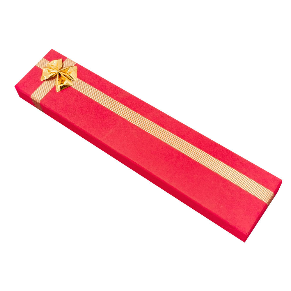 bracelet box - 12-Piece Red Ribbon Paper Bracelet Gift Boxes B0982-R open view
