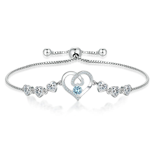 bracelet box and sterling silver jewelry - White Gold Bracelet Box SLM0003B-women bracelet-15+4cm front view