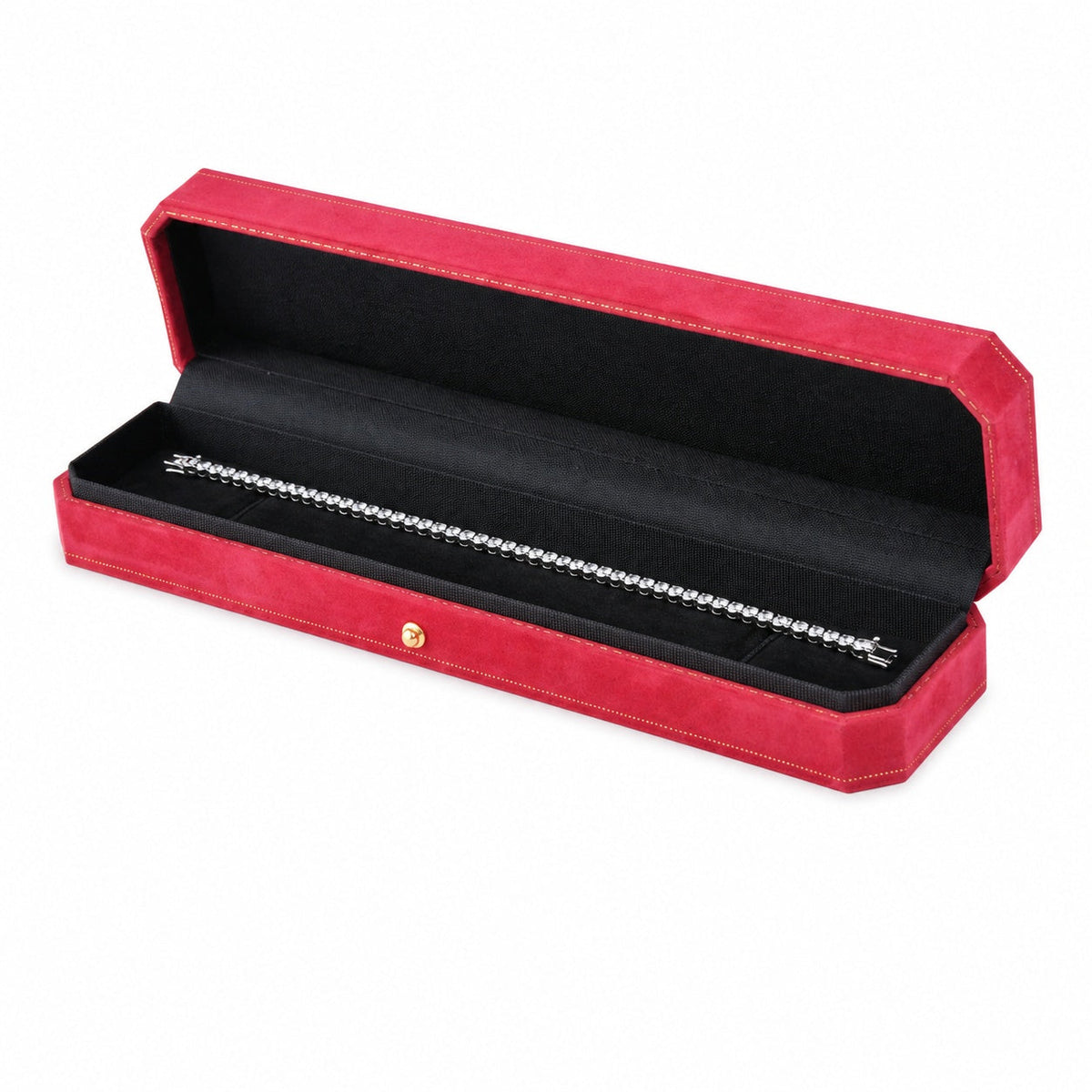 bracelet box - Red Octagonal Velvet Bracelet Boxes - 12 Pack V17-B1 R BK-12Pcs front view