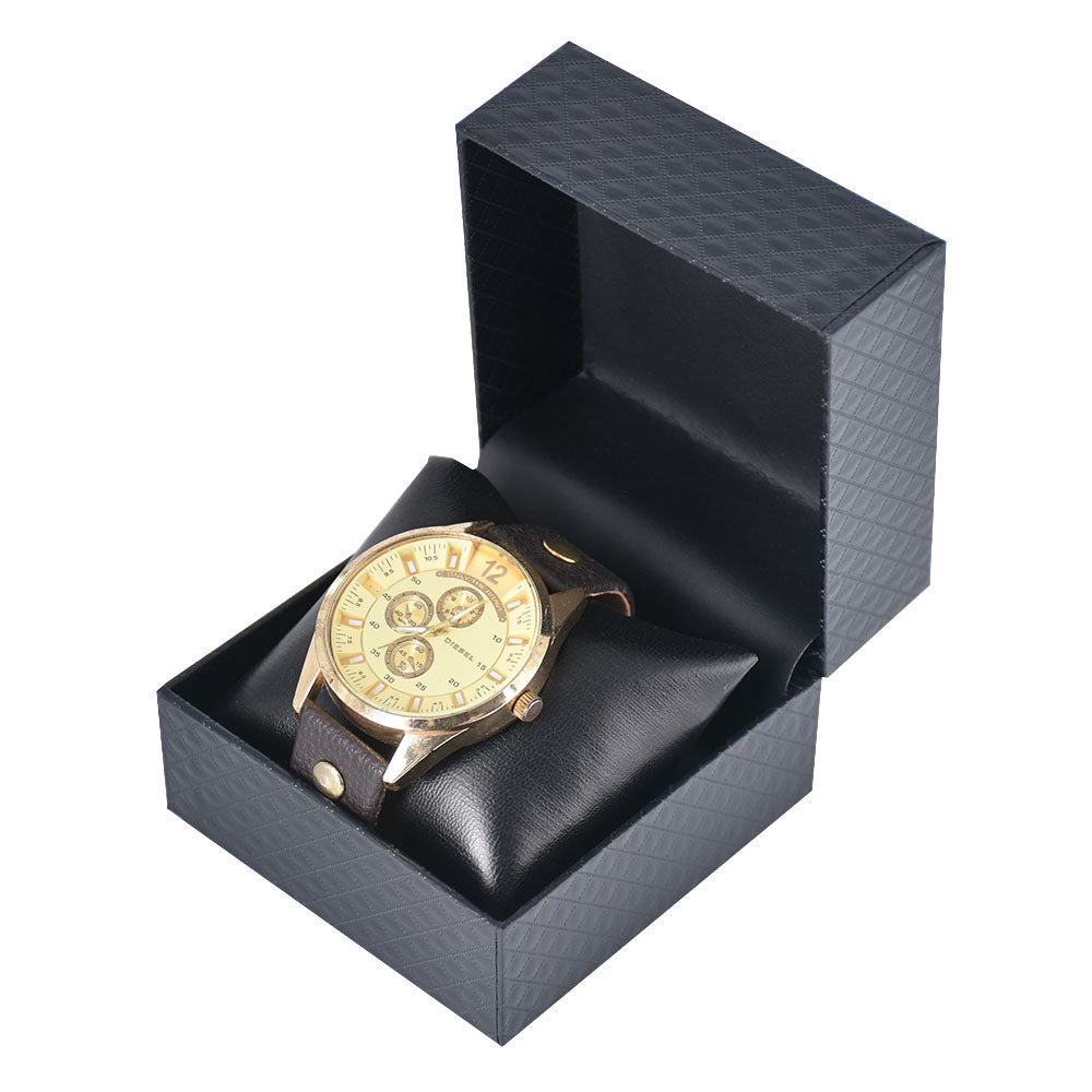 bracelet box and watch box - Black Paper Watch Bracelet Box WB003-BK side view