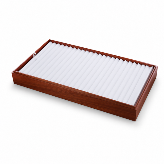 bracelet display - 24 White Wooden Bracelet Display Tray T025BR24-W front view