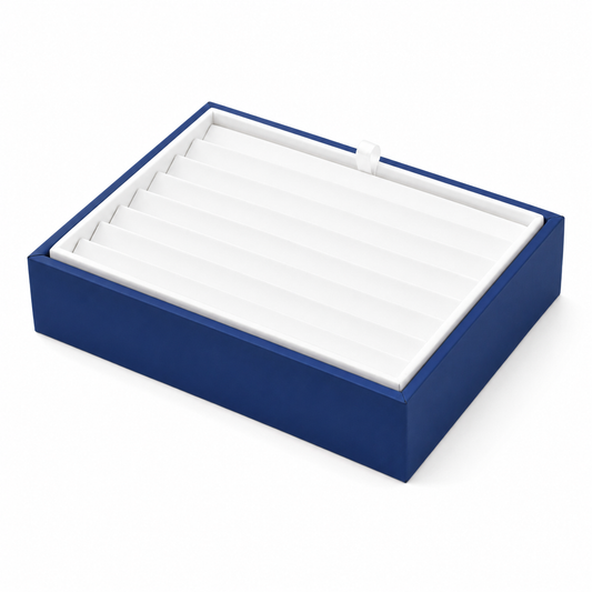 bracelet display - Blue White Bracelet Display Tray T046BR9-W front view