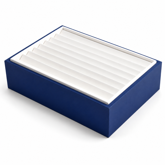 bracelet display - Blue White Bracelet Tray T046BR9-W-3 front view