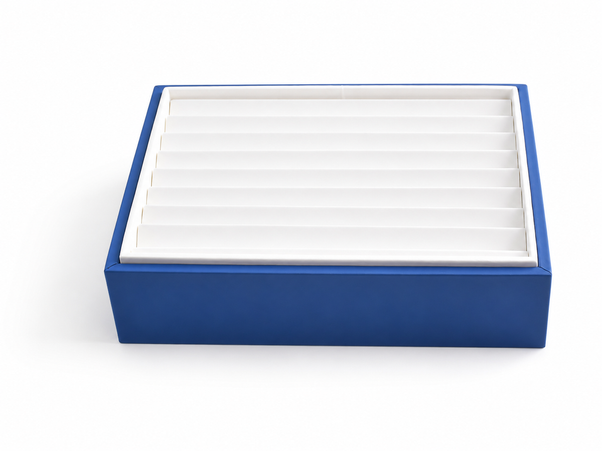 bracelet display - Blue White Bracelet Tray T046BR9-W-3 side view