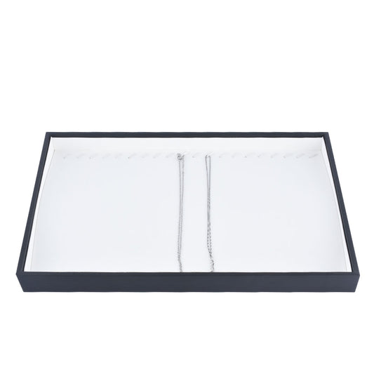 bracelet display and necklace display - White Bracelet Necklace Display Tray T001-N PU-W front view