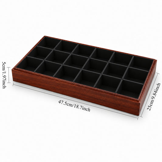 bracelet display and watch display - 18 Black Wooden Wood Watch Display Tray Bracelet T025C18-BK open view